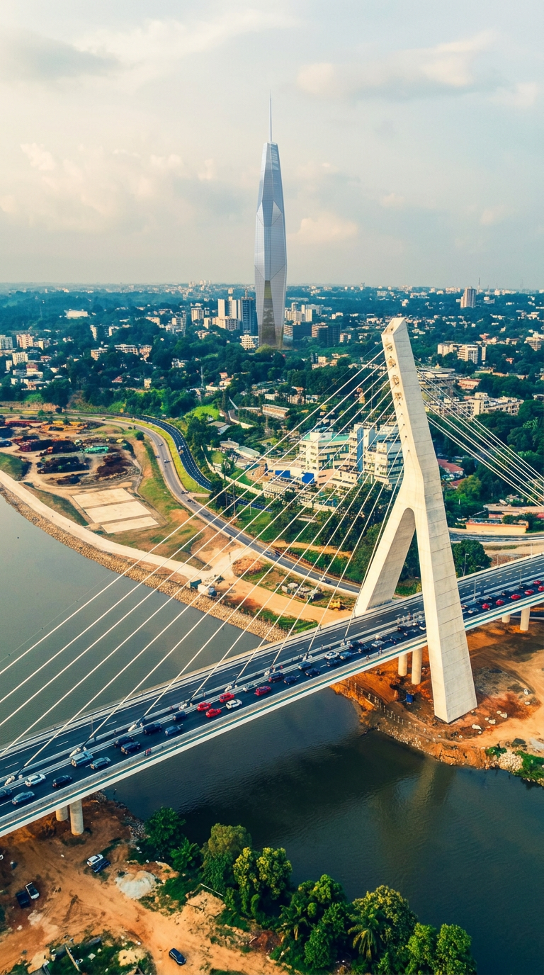 Abidjan futuriste - Pont HKB et Tour F